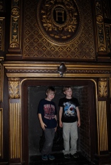 William and Elijah check out a fireplace in the Chateau de Blois