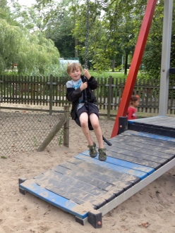 Elijah on the zipline at the Vondelpark in Amsterdam