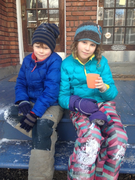 Charlotte and William with hot chocolate